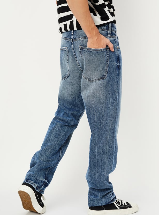 Men Whiskered Straight Fit Jeans