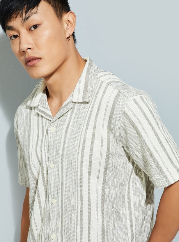 URB_N Men Relaxed Fit Striped Resort Shirt