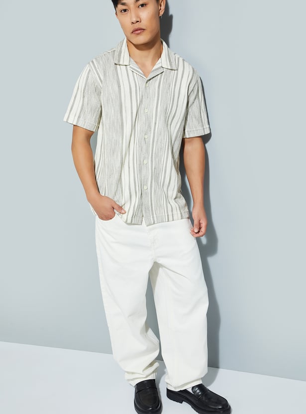 URB_N Men Relaxed Fit Striped Resort Shirt