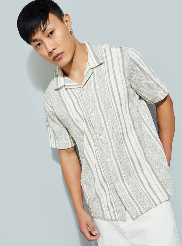 URB_N Men Relaxed Fit Striped Resort Shirt