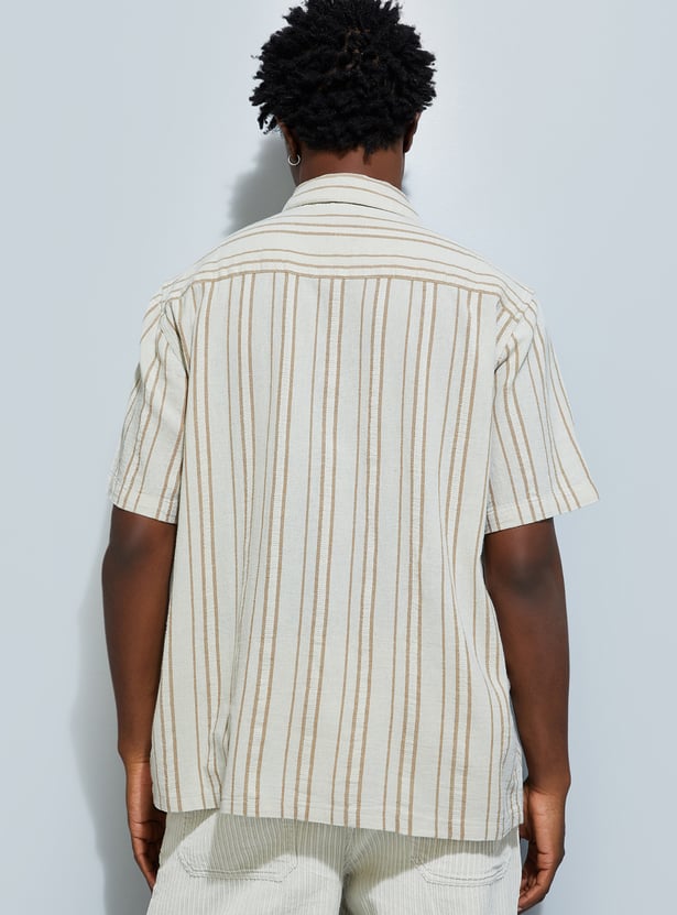 URB_N Men Relaxed Fit Striped Casual Shirt