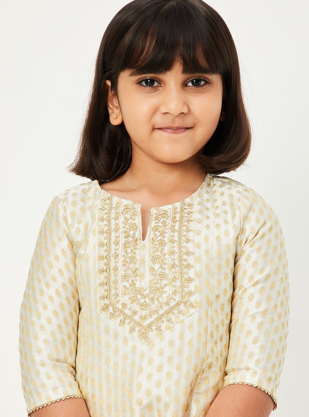 Girls Embroidered A-Line Kurta Set