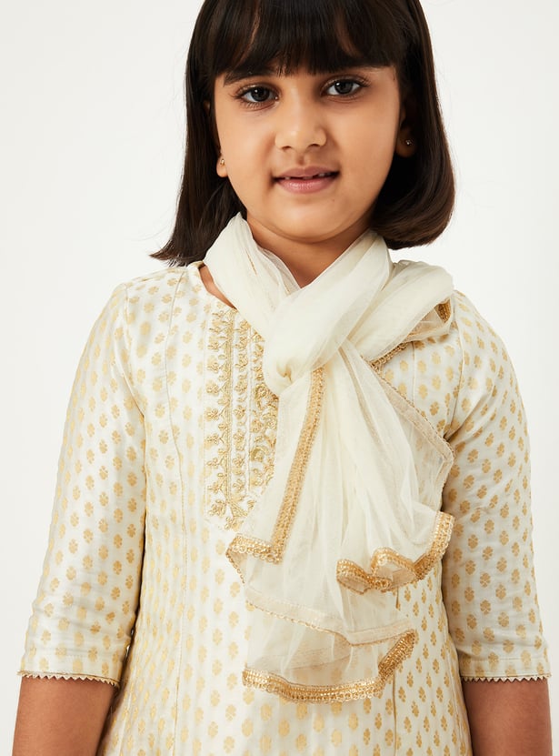 Girls Embroidered A-Line Kurta Set