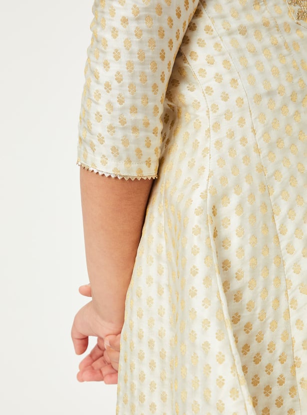 Girls Embroidered A-Line Kurta Set