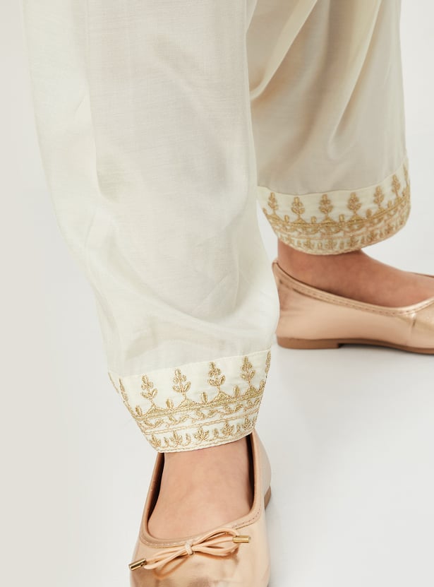 Girls Embroidered A-Line Kurta Set