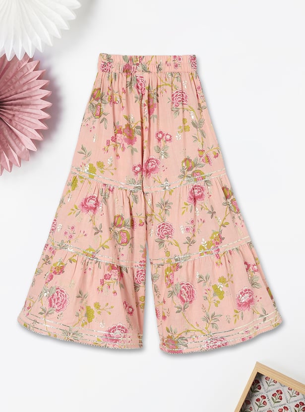 Girls Floral Printed A-Line Kurta Set