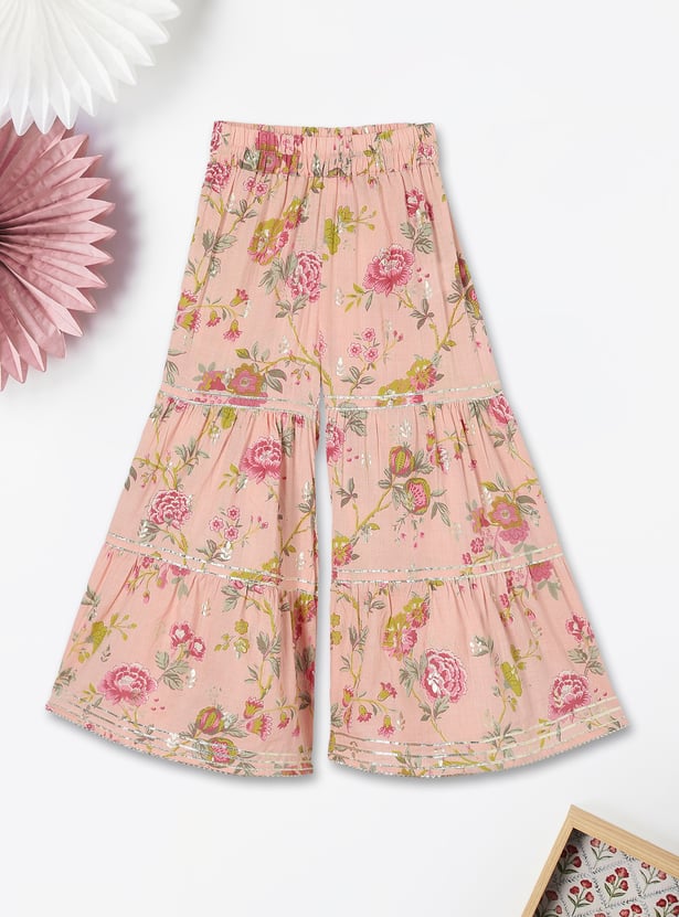 Girls Floral Printed A-Line Kurta Set