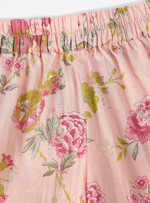 Girls Floral Printed A-Line Kurta Set