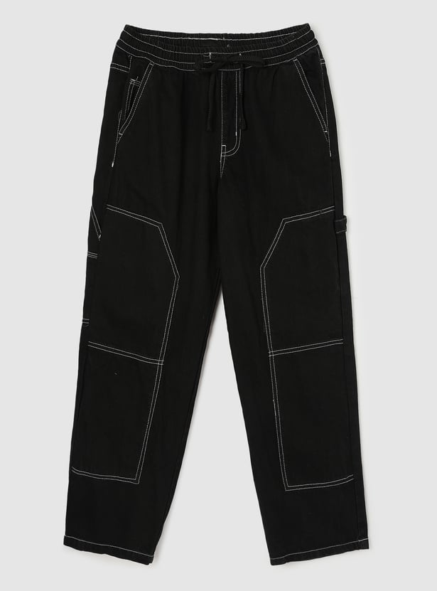 Boys Loose Fit Solid Jeans