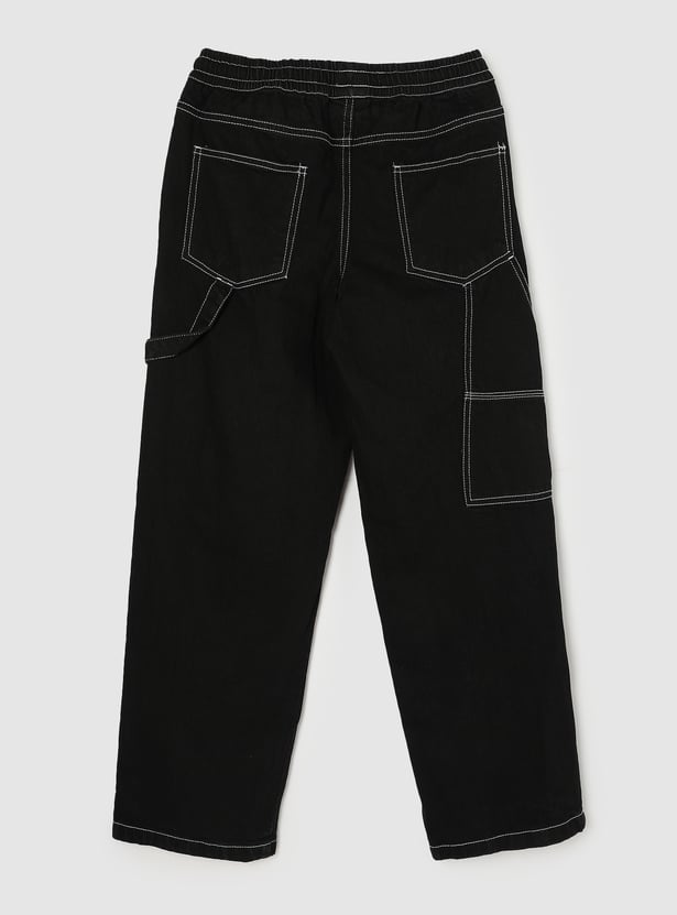 Boys Loose Fit Solid Jeans