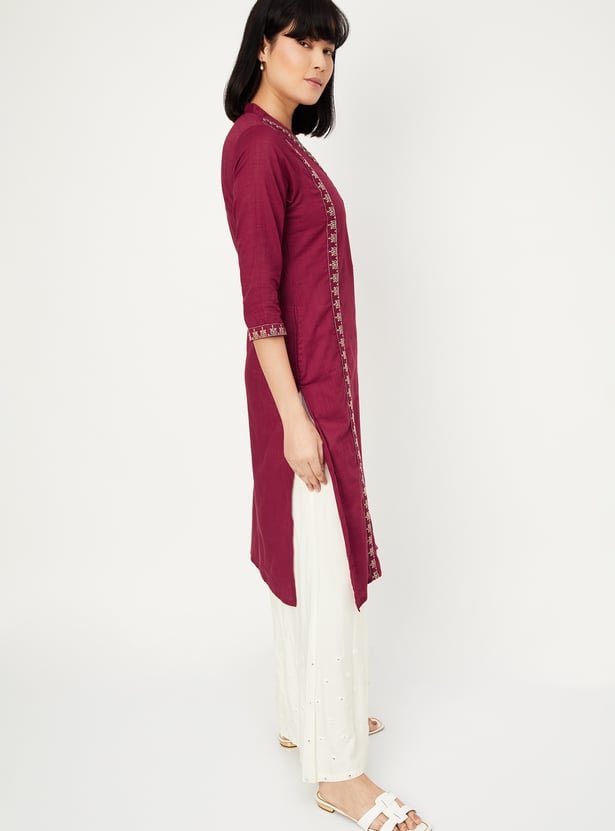 Women Embroidered Straight Kurta