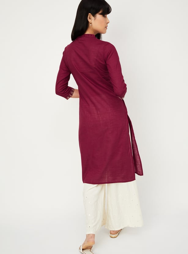 Women Embroidered Straight Kurta