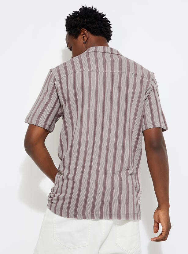 URB_N Men Regular Fit Striped Resort Shirt