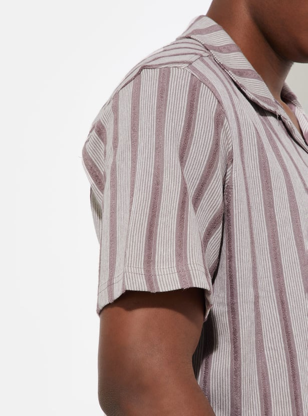 URB_N Men Regular Fit Striped Resort Shirt