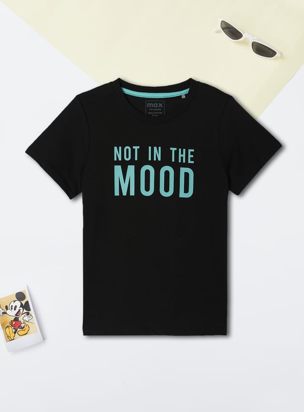Boys Black Typographic Printed Oversized T-Shirt With Shorts Co-ord Sets
