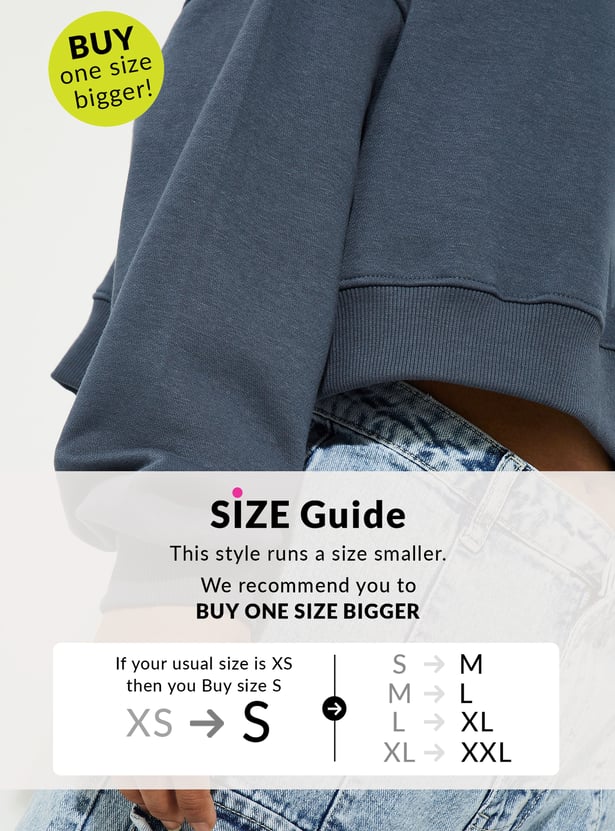 URB_N Women Solid Boxy Cropped Sweatshirt