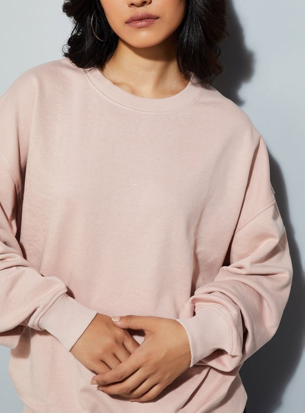 URB_N Women Oversized Solid Sweatshirt