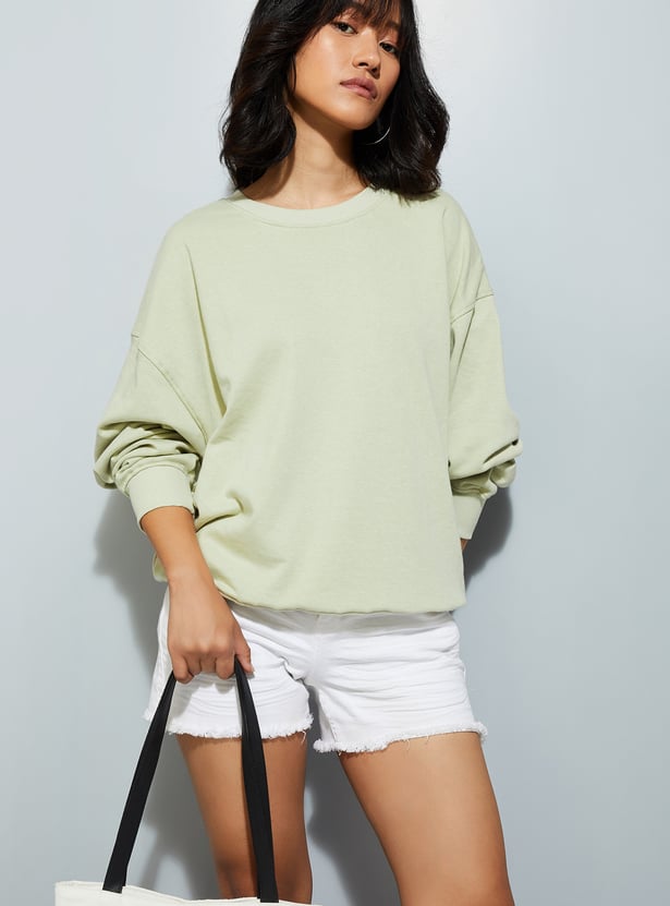 Women Oversized Solid Sweatshirt