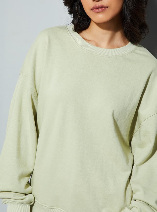 Women Oversized Solid Sweatshirt