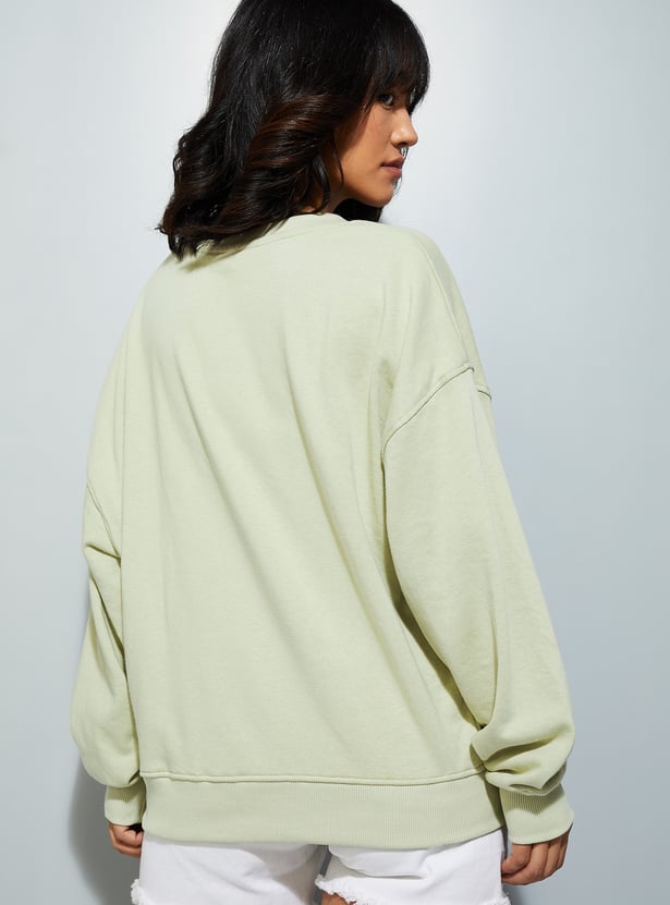 Women Oversized Solid Sweatshirt