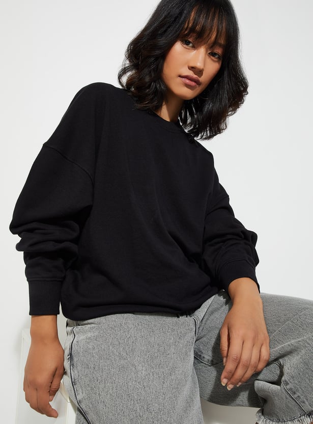 URB_N Women Oversized Solid Sweatshirt