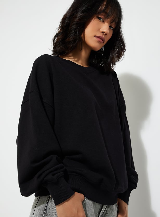 URB_N Women Oversized Solid Sweatshirt