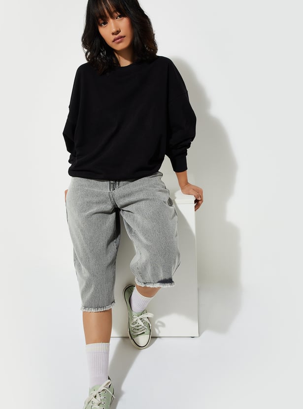 URB_N Women Oversized Solid Sweatshirt