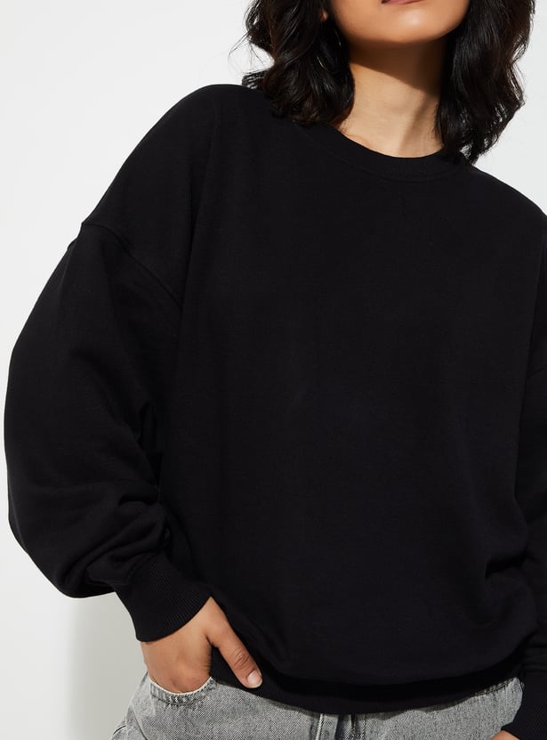 URB_N Women Oversized Solid Sweatshirt