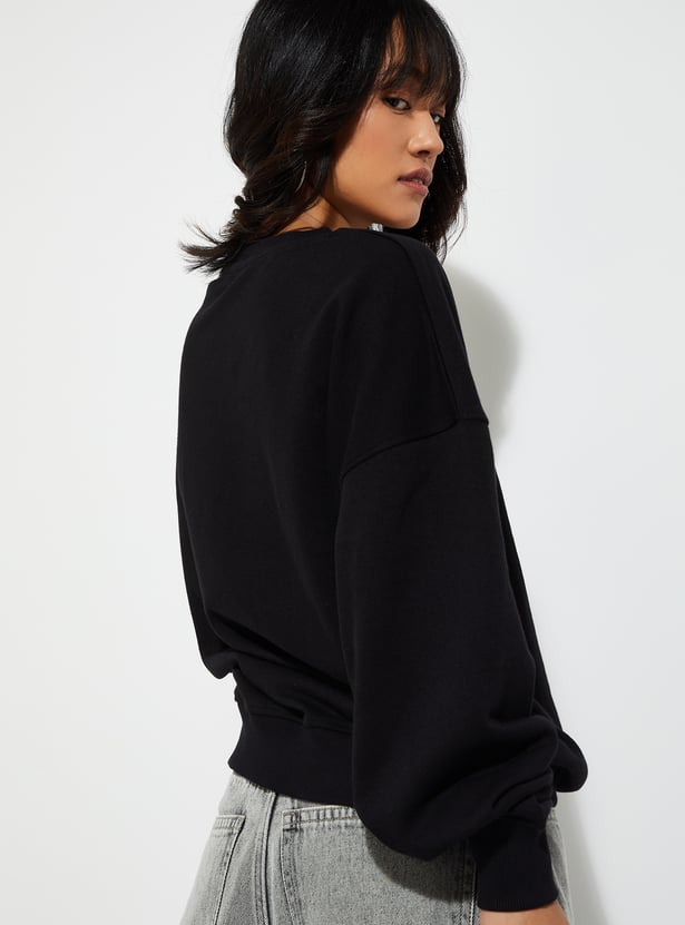 URB_N Women Oversized Solid Sweatshirt