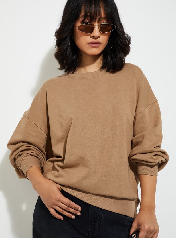 URB_N Women Oversized Solid Sweatshirt