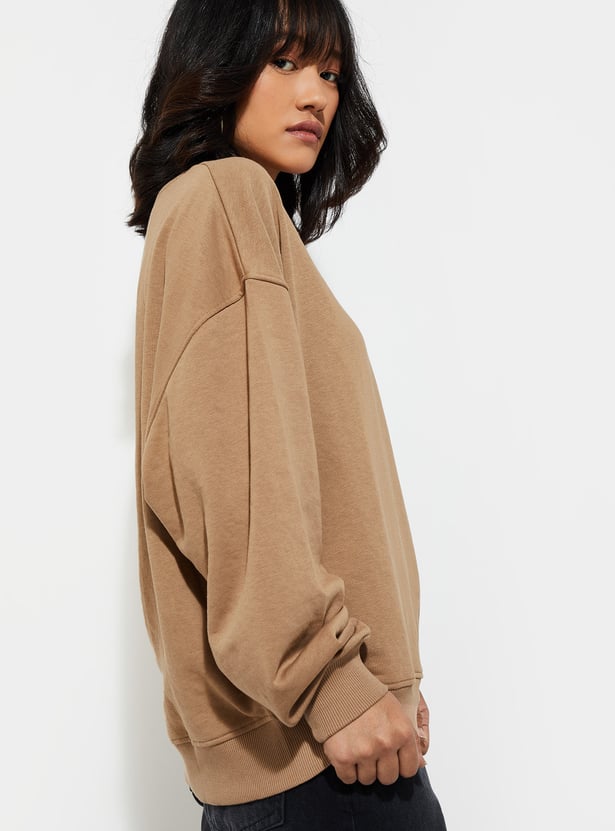 URB_N Women Oversized Solid Sweatshirt