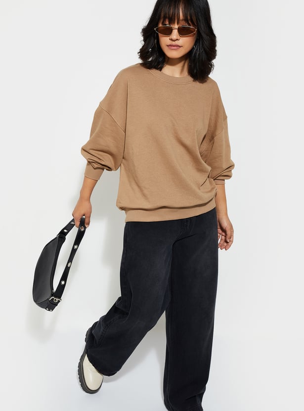 URB_N Women Oversized Solid Sweatshirt