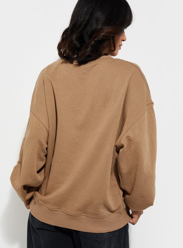 URB_N Women Oversized Solid Sweatshirt