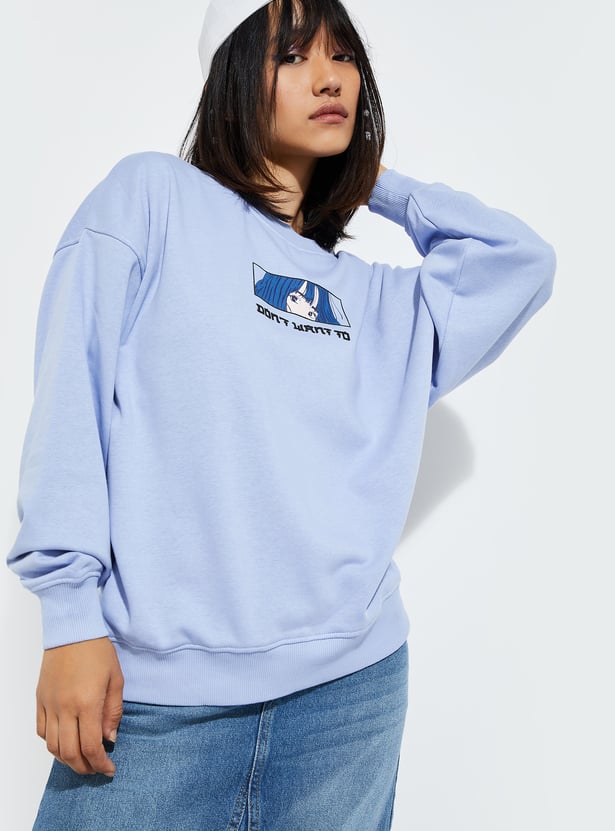 URB_N Women Oversized Back Printed Sweatshirt