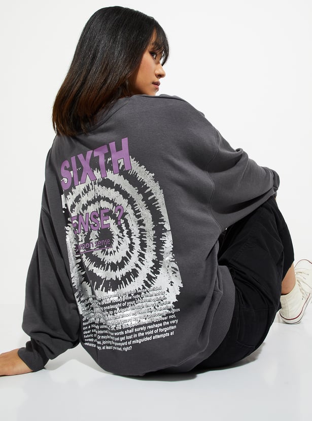 URB_N Women Oversized Back Printed Sweatshirt