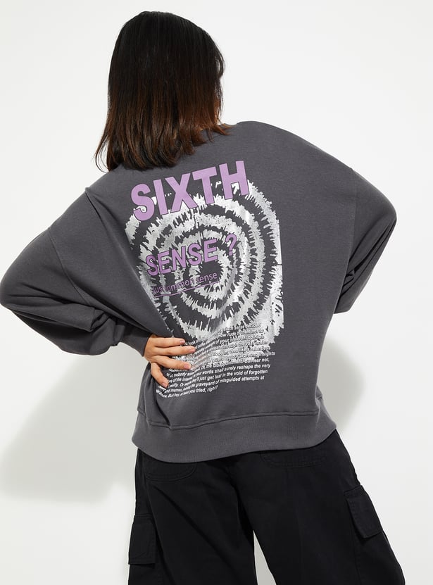 URB_N Women Oversized Back Printed Sweatshirt