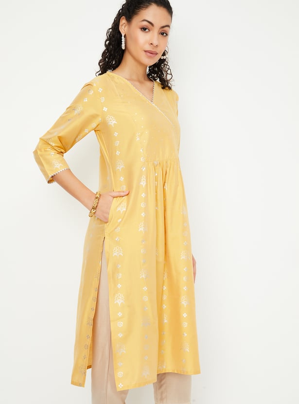 Women Foil Printed Angarkha Kurta