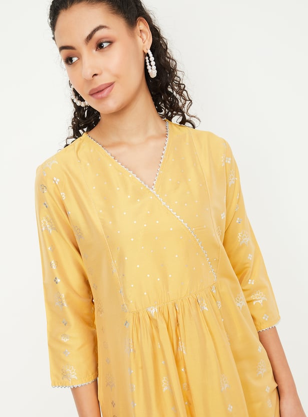 Women Foil Printed Angarkha Kurta