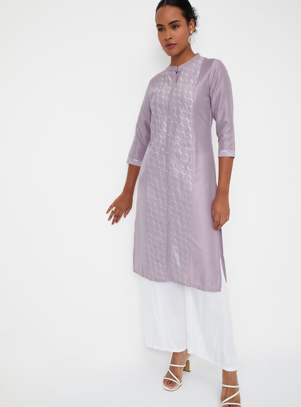 Women Embroidered Straight Kurta