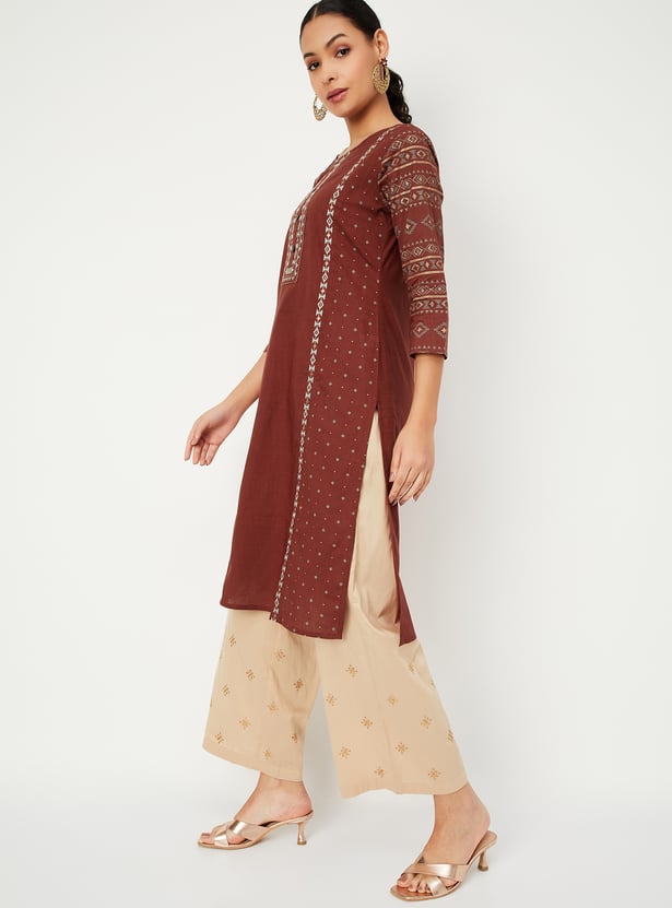 Women Embroidered Straight Kurta