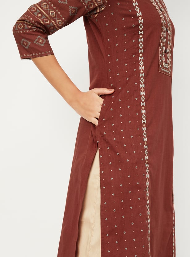 Women Embroidered Straight Kurta