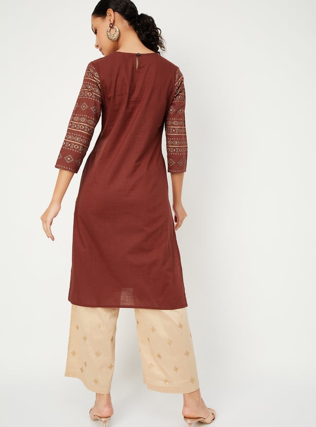 Women Embroidered Straight Kurta