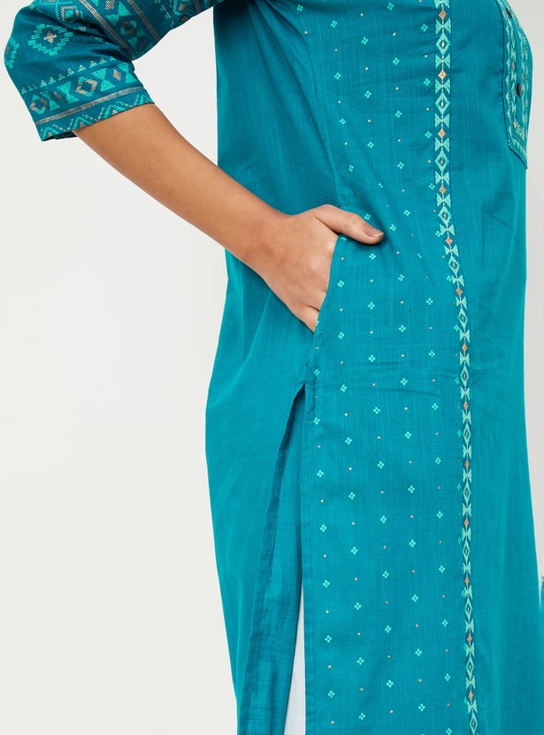 Women Embroidered Straight Kurta