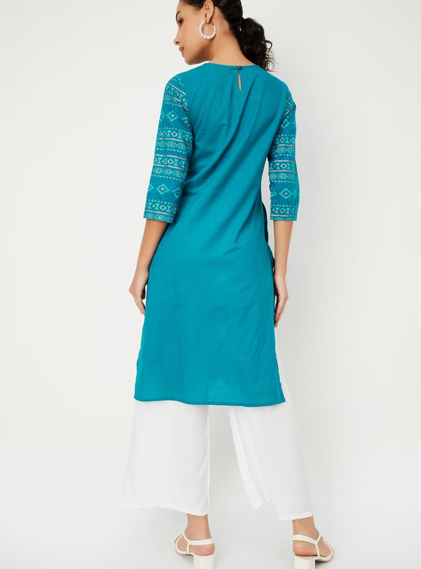 Women Embroidered Straight Kurta