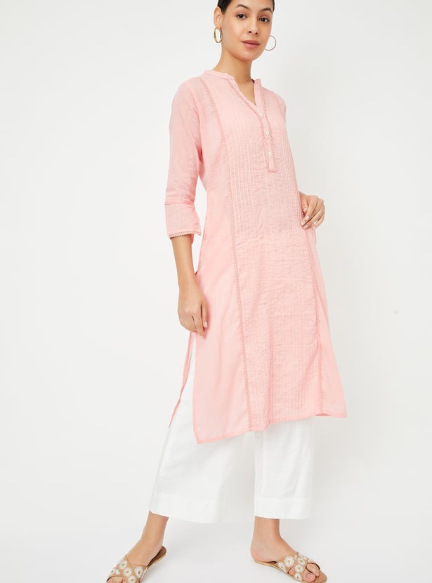 Women Pintuck Kurta with Pocket