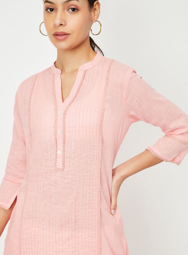 Women Pintuck Kurta with Pocket