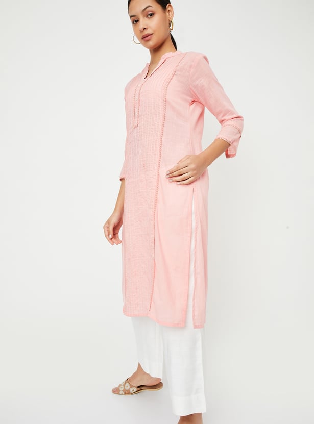 Women Pintuck Kurta with Pocket