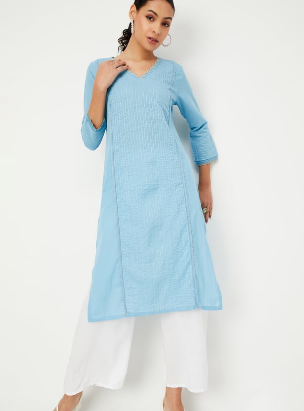 Women Pintuck Kurta with Pocket