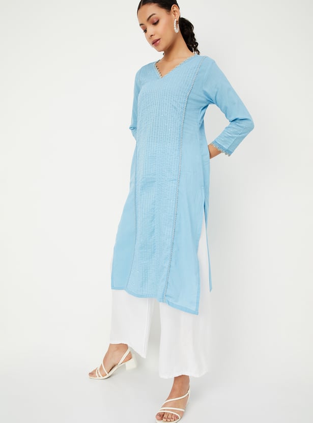 Women Pintuck Kurta with Pocket