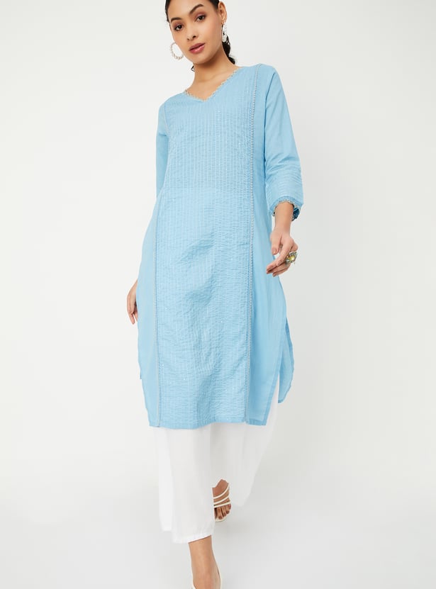 Women Pintuck Kurta with Pocket